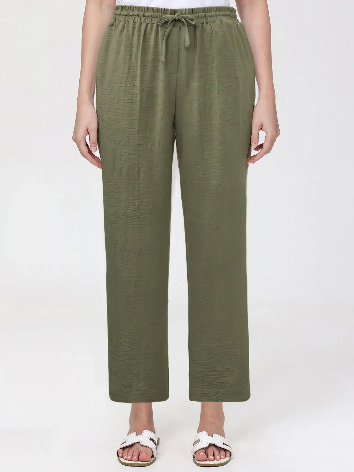 Drawstring Wide Leg Pants
