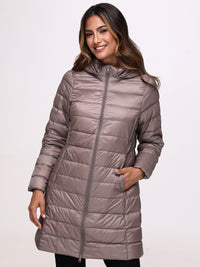 Lightweight Hooded Long Puffer Jacket