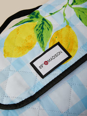 Quilted item with lemon design and 89 & Madison label