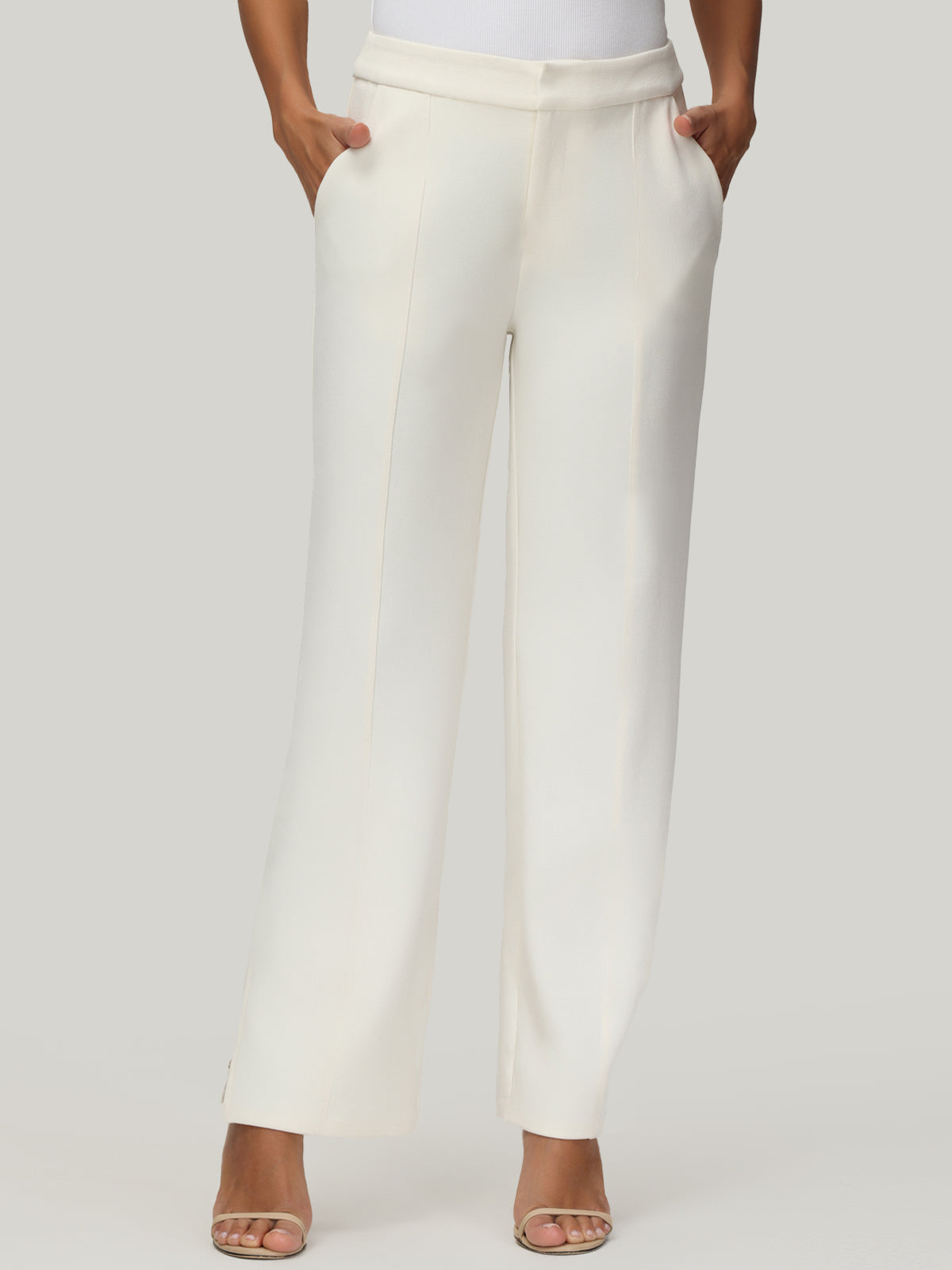 Twill High-Rise Straight Leg Pants