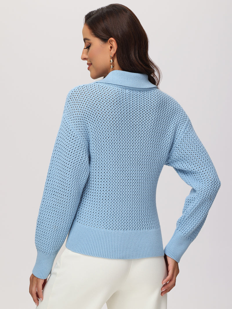 Drop Shoulder Half Zip Sweater