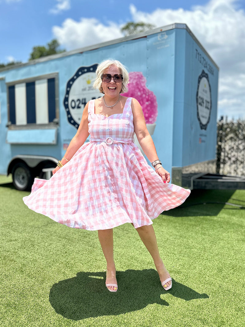 Checkered Fit & Flare Dress