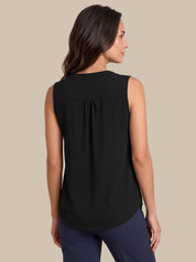 V-Neck Smocked Shoulder Cool Feel Top