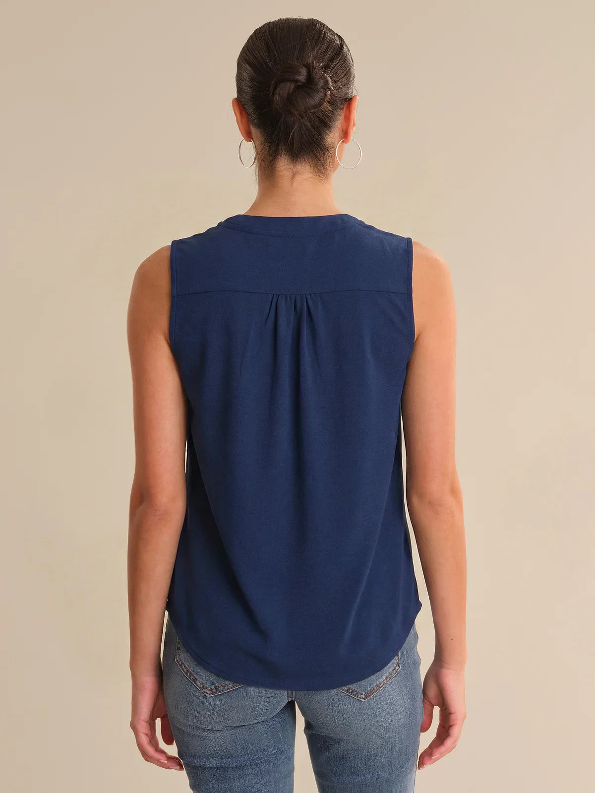 89th & Madison V-Neck Smocked Shoulder Cool Feel Top