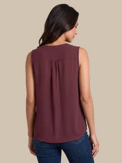 V-Neck Smocked Shoulder Cool Feel Top