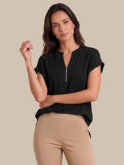 Zipper Neck Cool Feel Top