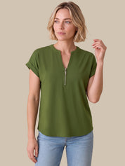 Zipper Neck Cool Feel Top