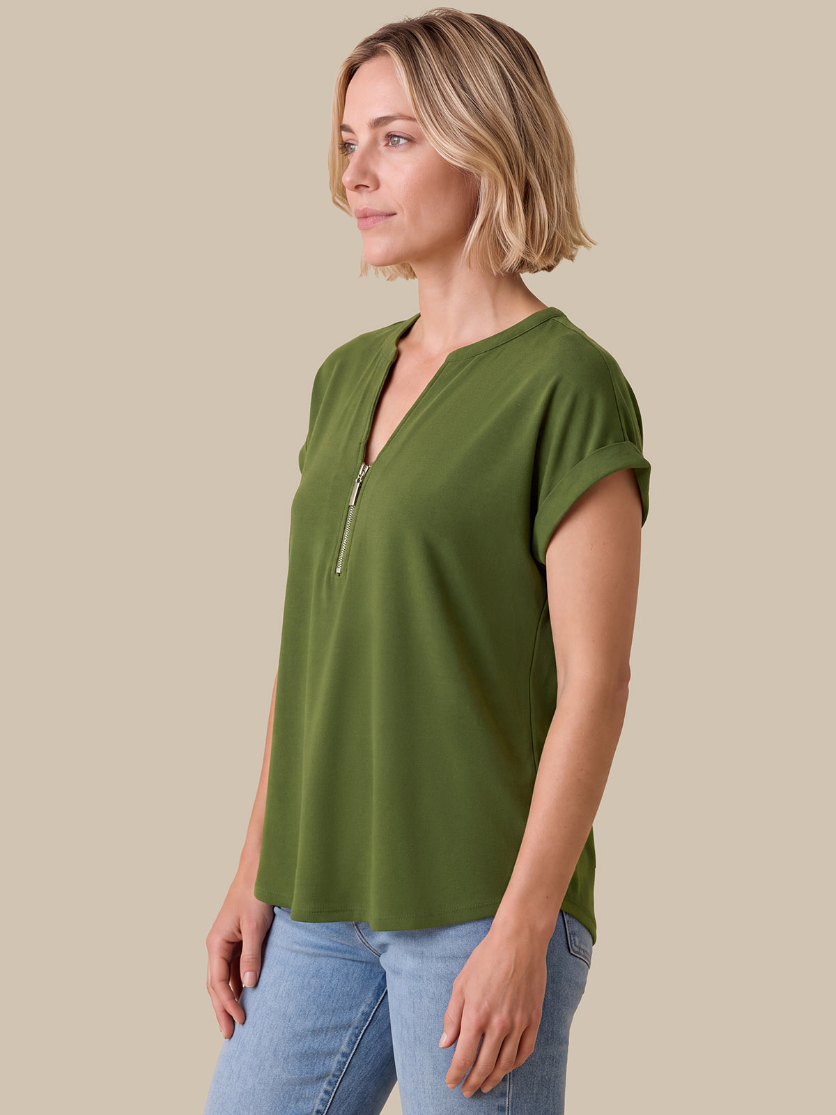 Zipper Neck Cool Feel Top