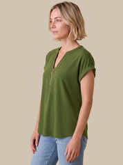 Zipper Neck Cool Feel Top