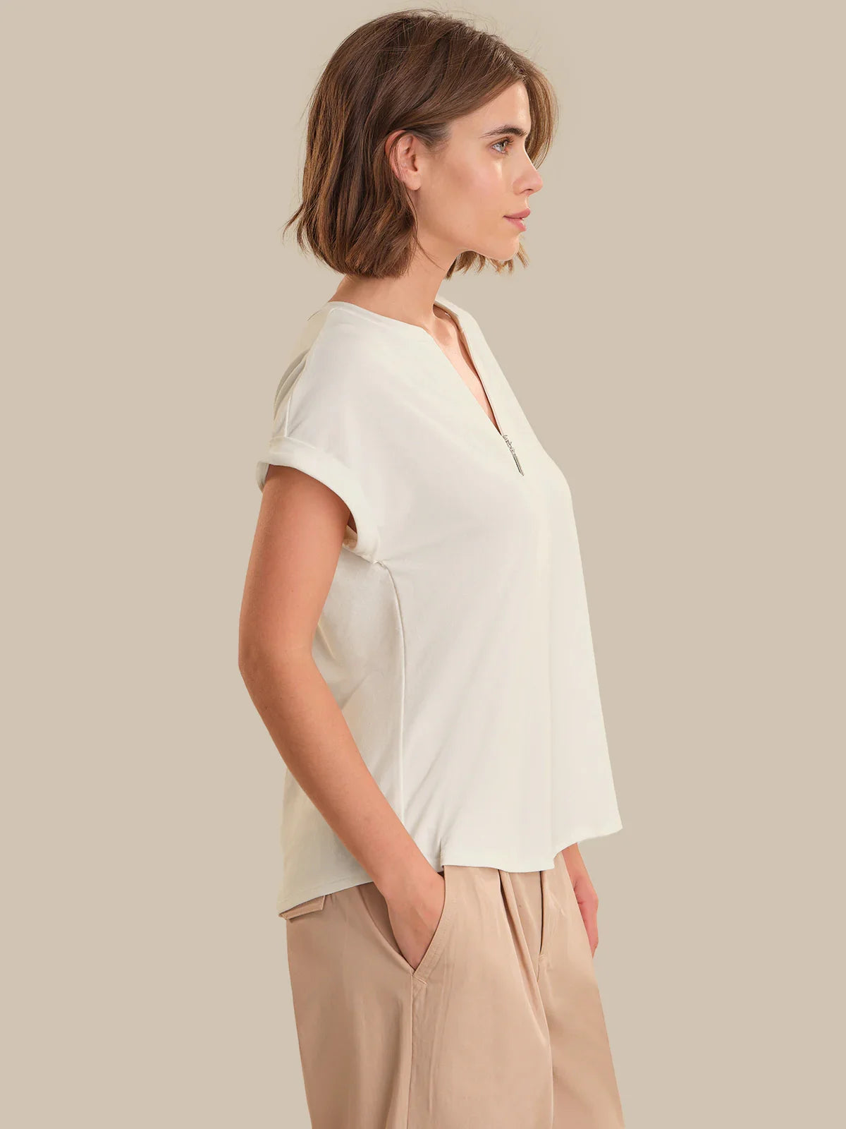Zipper Neck Cool Feel Top