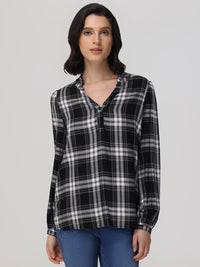 Plaid Popover Blouse