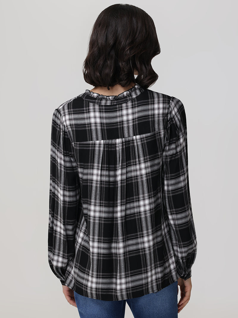 Plaid Popover Blouse