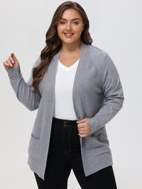 Plus Raglan Sleeve Open Cardigan