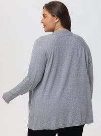 Plus Raglan Sleeve Open Cardigan