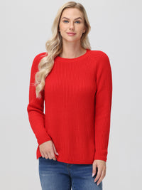 Shaker-Stitch Crewneck Sweater