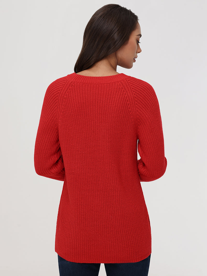 Shaker-Stitch Crewneck Sweater