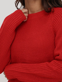 Shaker-Stitch Crewneck Sweater