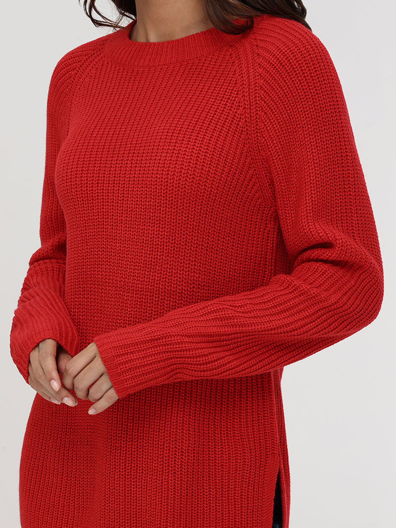 Shaker-Stitch Crewneck Sweater