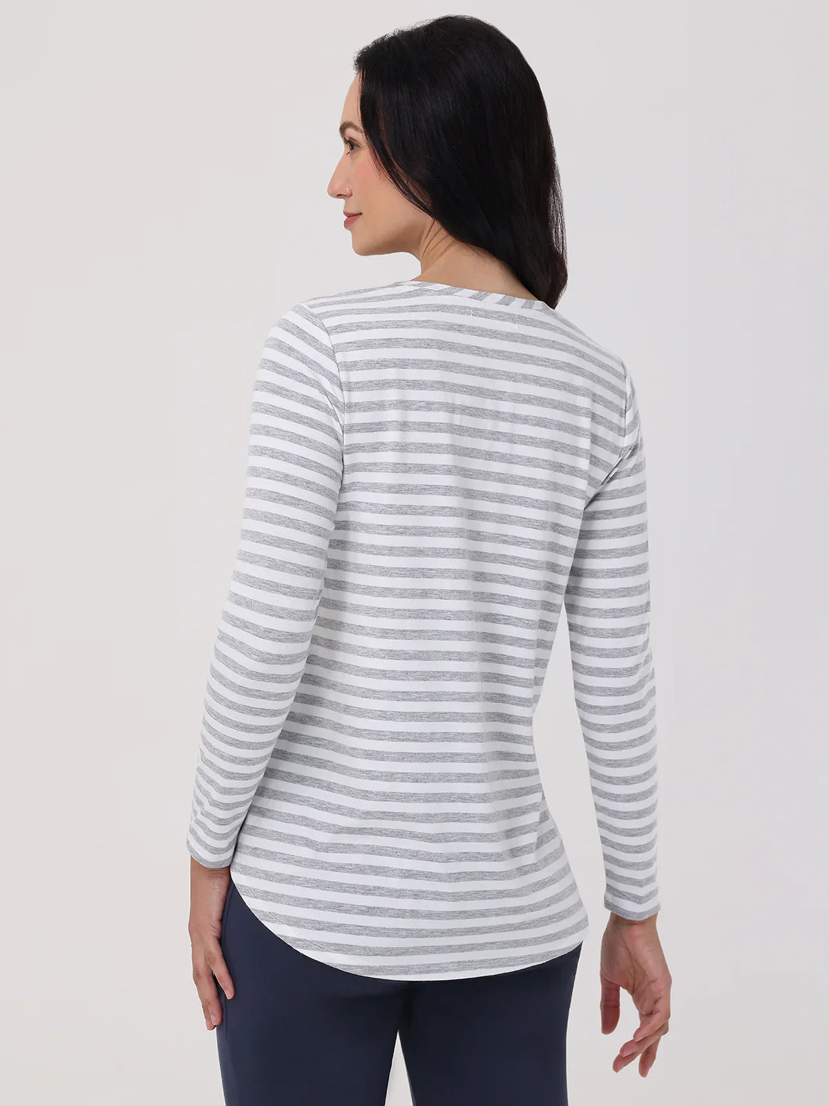 Stripe V-Neck Pocket Front Tee
