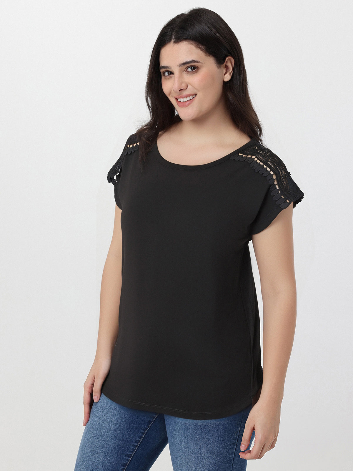 Crochet Lace Trim Cool Feel Top