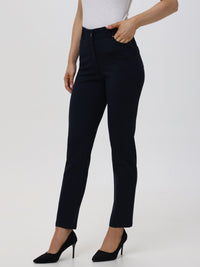 Petite Luxe Ponte Five Pocket Straight Leg Little Black Pants