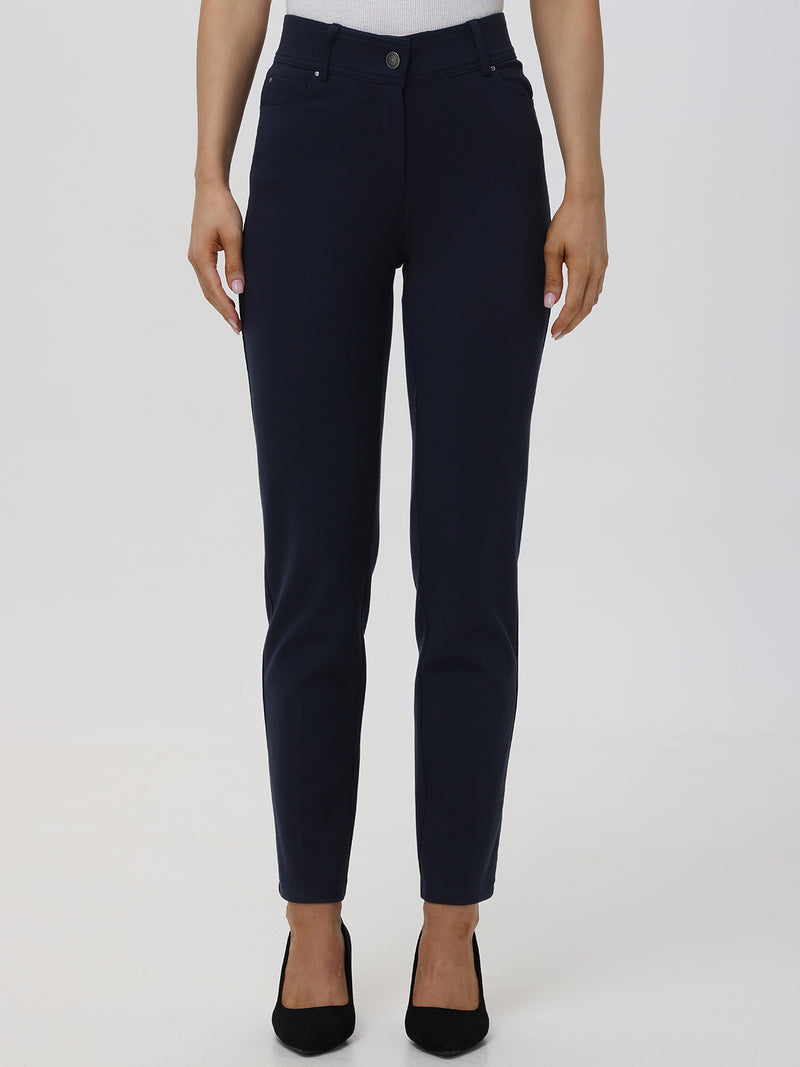 Luxe Ponte Five Pocket Stretch Straight Leg Little Black Pants