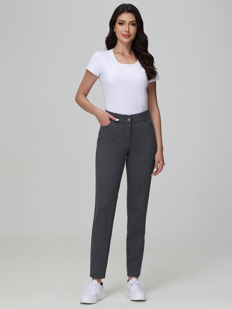 Luxe Ponte Five Pocket Stretch Straight Leg Little Black Pants