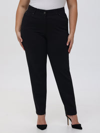 Plus Luxe Ponte Five Pocket Straight Leg Little Black Pants