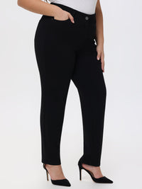 Plus Luxe Ponte Five Pocket Straight Leg Little Black Pants