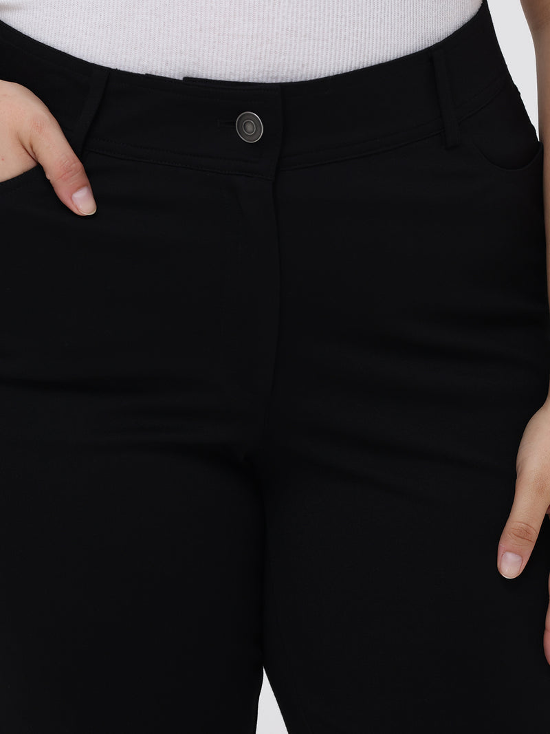 Plus Luxe Ponte Five Pocket Straight Leg Little Black Pants