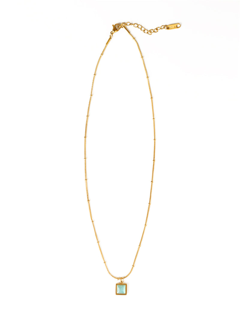 Necklace With Square Zircon Pendant