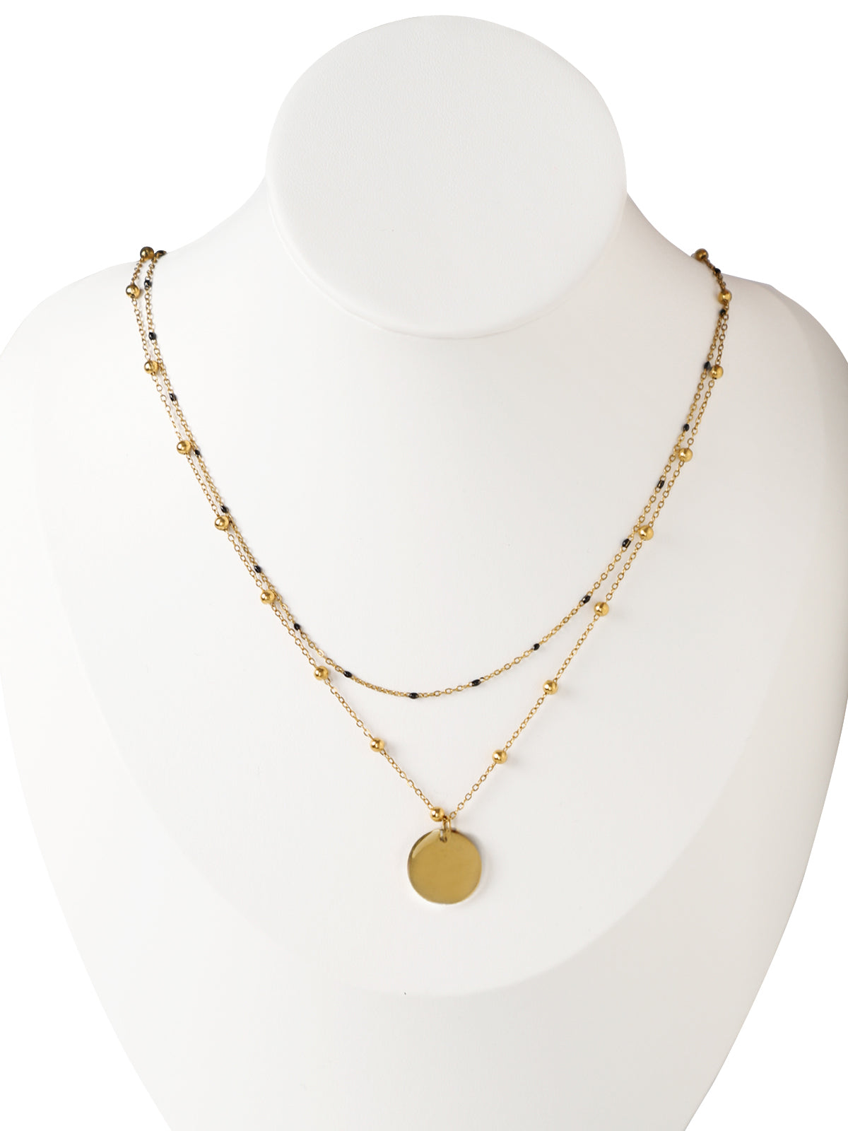 Layered Necklace With Circle Pendant