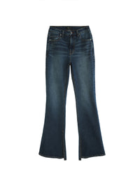 Mid-Rise Split Hem Flare Jean