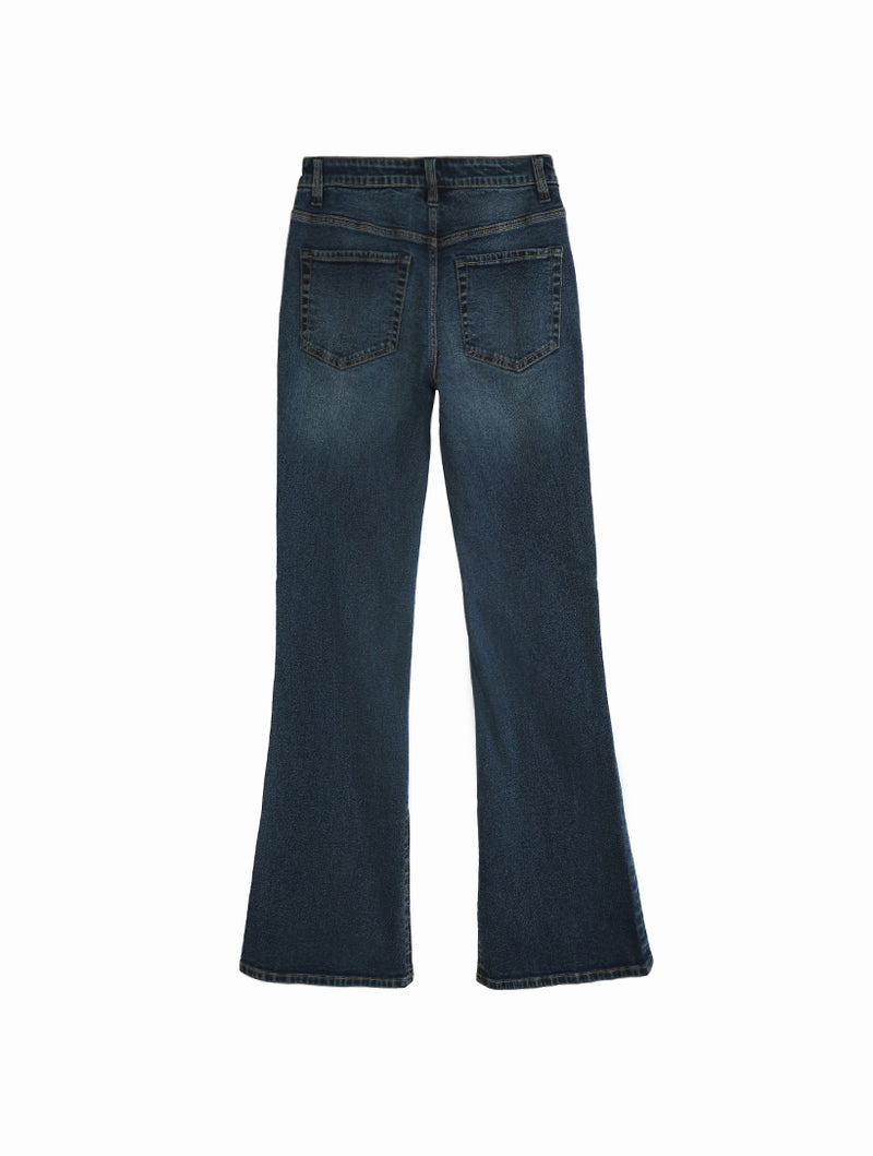 Mid-Rise Split Hem Flare Jean