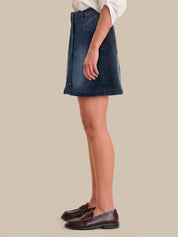 Denim Button Front Mini Skirt