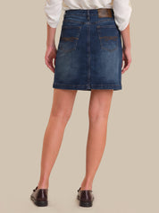 Denim Button Front Mini Skirt
