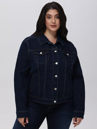 Plus Classic Denim Jacket In Dark Wash