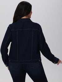 Plus Classic Denim Jacket In Dark Wash