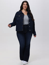 Plus Classic Denim Jacket In Dark Wash