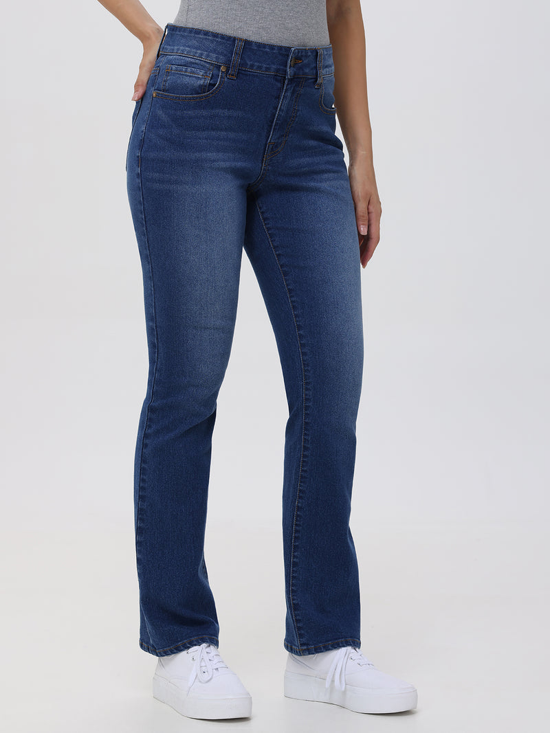 Petite Kick Out Mid Rise Jean In Medium Wash