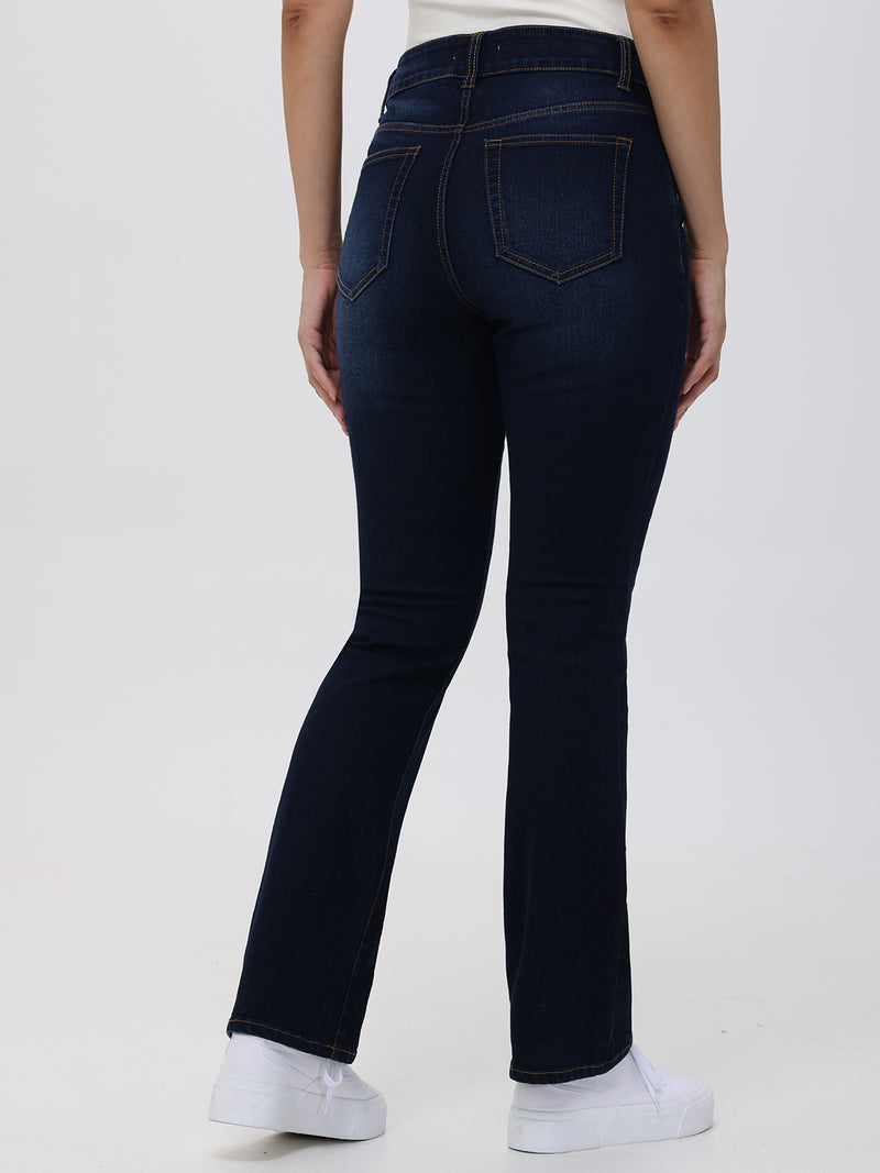 Petite Kick Out Mid Rise Jean In Dark Wash