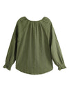 Split Neck Blouson Sleeve Blouse