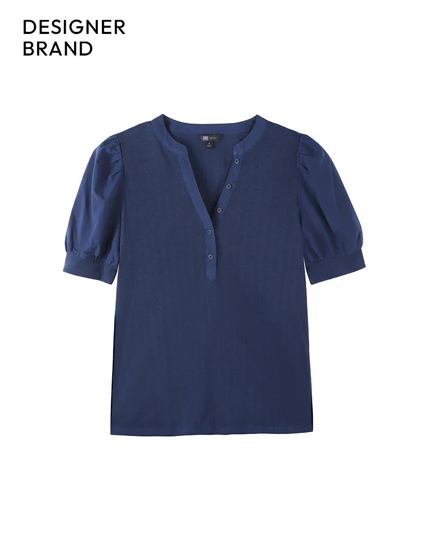 Y Neckline With Buttons Top