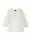 Split Neck Blouson Sleeve Blouse