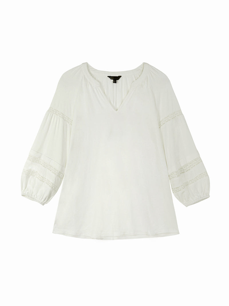 Split Neck Blouson Sleeve Blouse