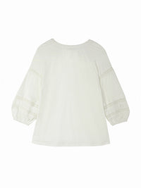 Split Neck Blouson Sleeve Blouse