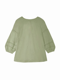 Split Neck Blouson Sleeve Blouse