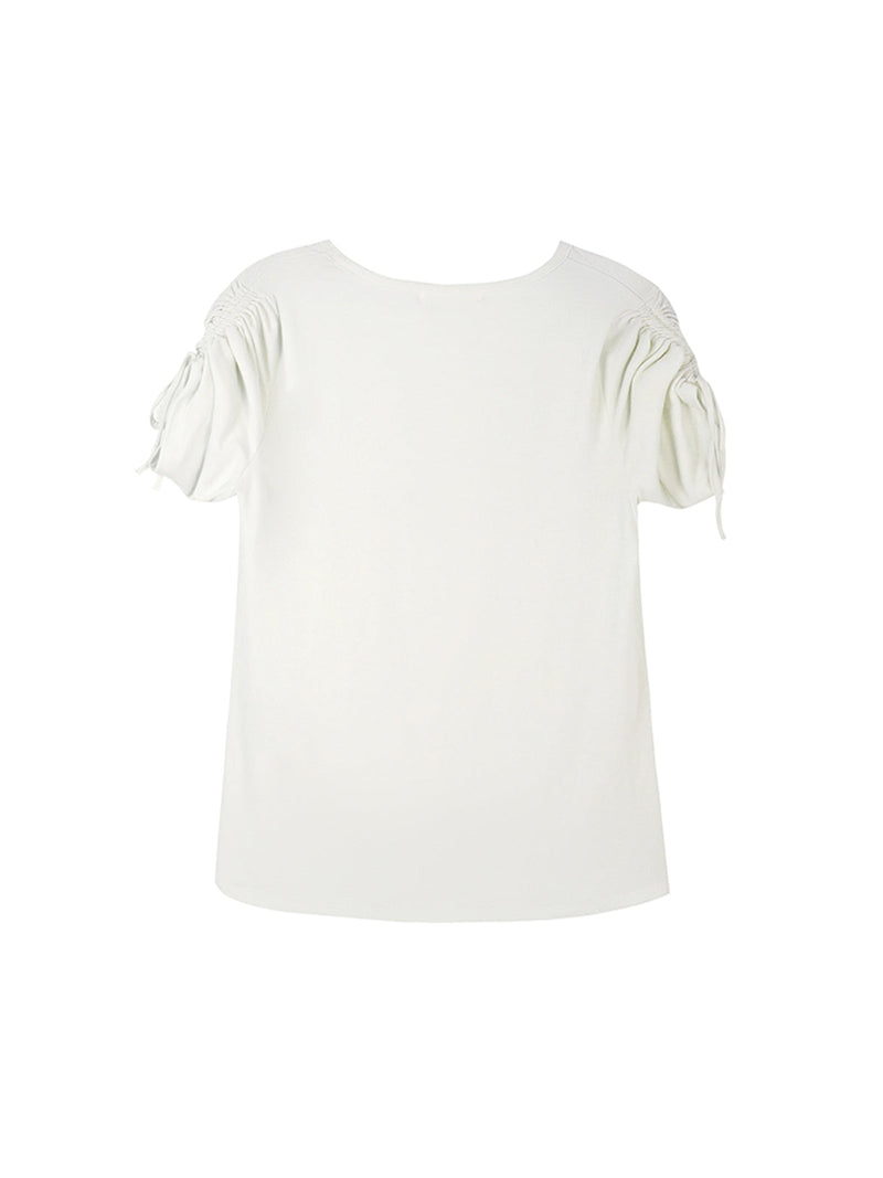 Pleated Sleeves Tee Top