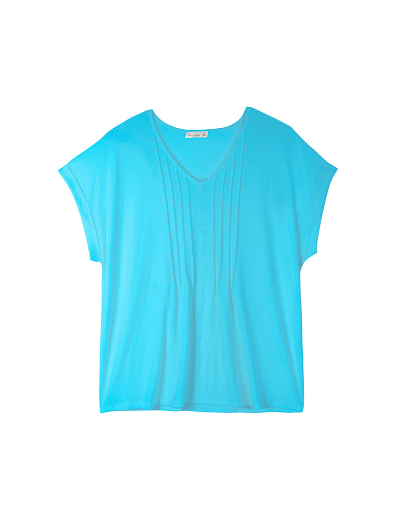Pleated Front V-Neck Tee