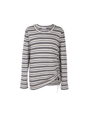 Striped long sleeve women's top with side tie detail, perfect for casual everyday wear
